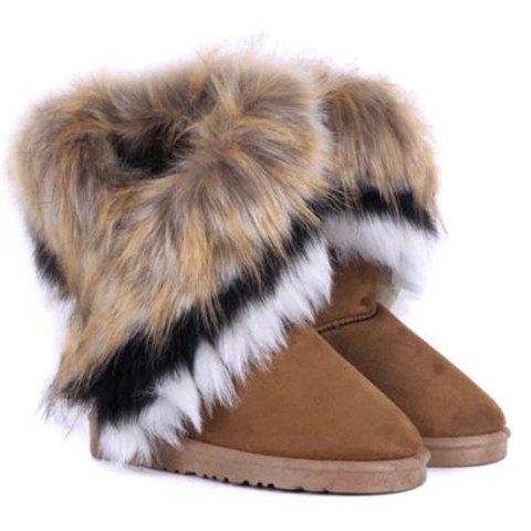 Mid Calf Faux Fur Snow Boots - 37