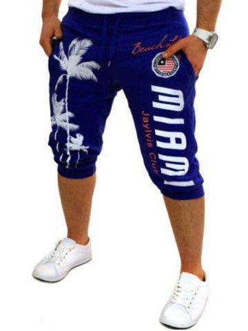 Lace Up Tree Printed Jogger Pants - Large