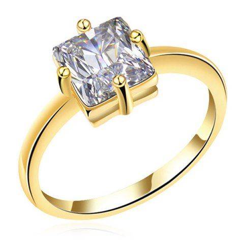 Geometric Rhinestone Engagement Ring - 6