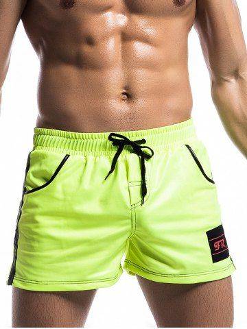 Side Striped Drawstring Gym Shorts - Large