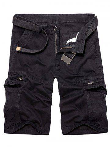 Zipper Fly Staright Leg Cargo Shorts - 33