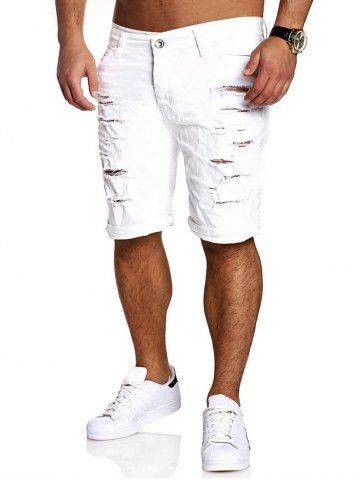 Zipper Fly Straight Leg Shorts - Large