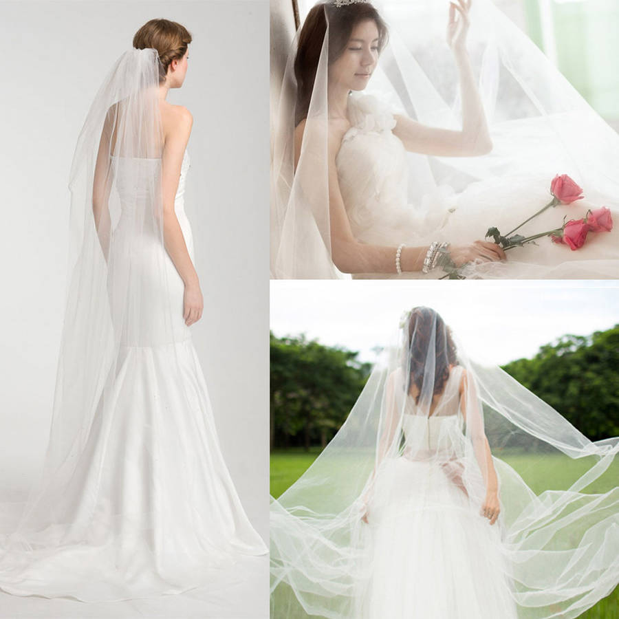 PURE WHITE WEDDING BRIDAL VEIL WITH COMB  - APPROX 2 METRES