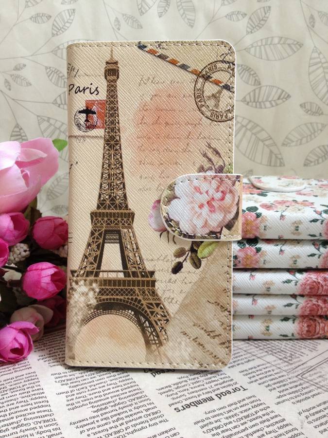 New Flower Paris Eiffel Tower Leather Cover Case For Many mobile phones