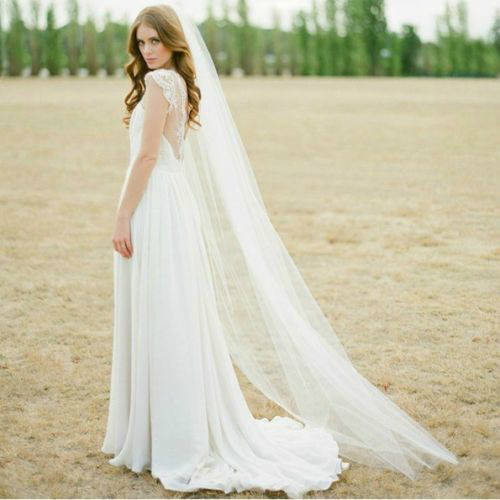 New-1T-2M-White-Ivory-Wedding-Bridal-Long-Veil-Cathedral-With-Comb