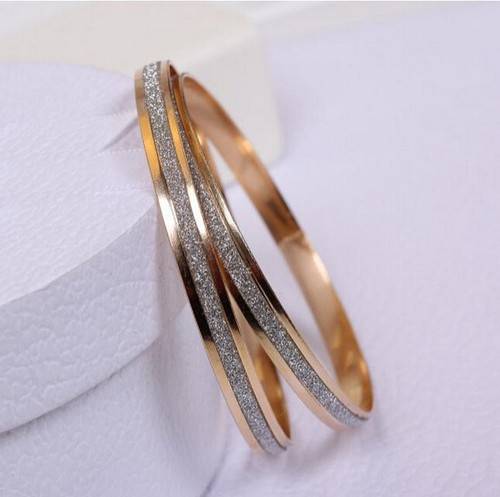 Fashion-Womens-2PCS-Double-Hoop-Style-Gold-Plated-Bangle-Bracelet-Jewelry-Gift
