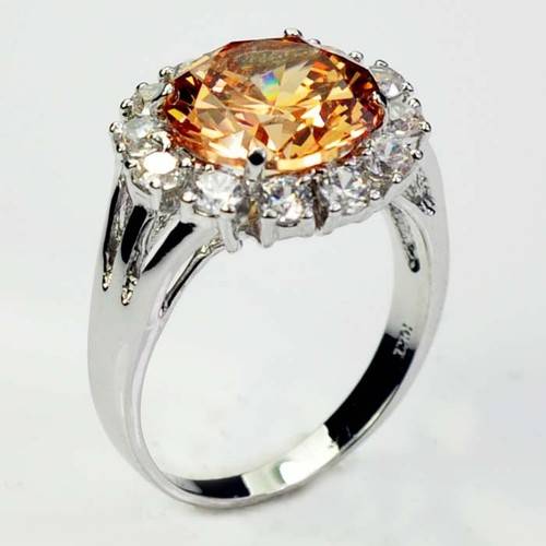 Jewellery-Ring-sz8-Markdown-sale-Champagne-Topaz-ladys-10KT-white-Gold-Filled