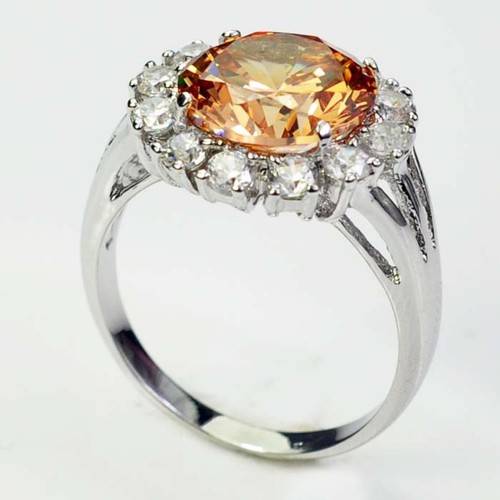Jewellery-Ring-sz8-Markdown-sale-Champagne-Topaz-ladys-10KT-white-Gold-Filled