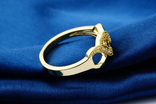 Size-9-Cool-Two-Path-Design-Clear-C-Z-Women-Lady-Real-Gold-Plated-Rings-H0504