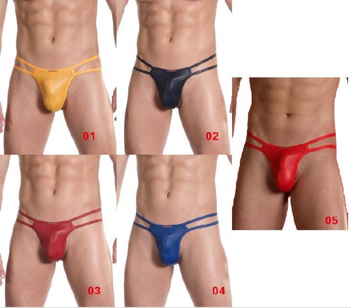 Black Men Faux Leather Underwear G String- Extra Large
