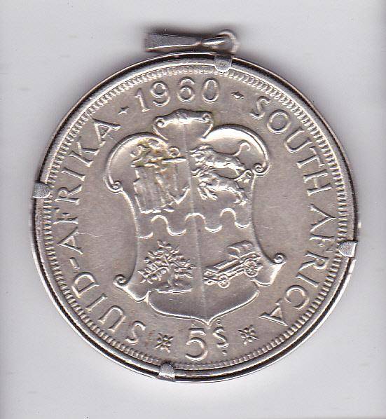 SOUTH AFRICA 5 SHILLING 1960 PENDANT HIGH GRADE