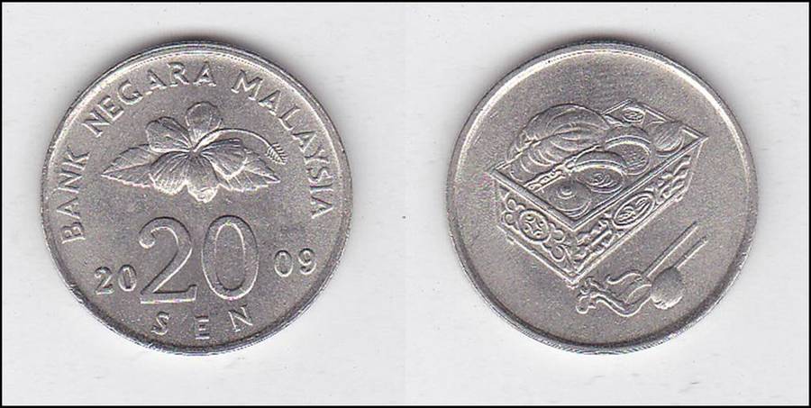 MALAYSIA 20 CENTS 2009 EF