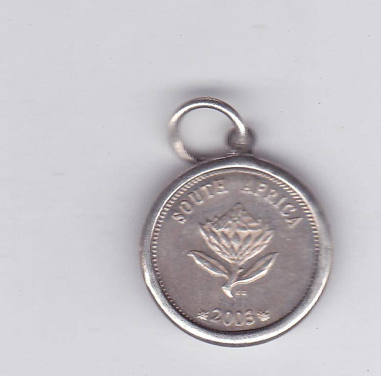 SOUTH AFRICA 2 AND A HALF CENTS 2003 EAGLES SILVER PENDANT HIGH GRADE