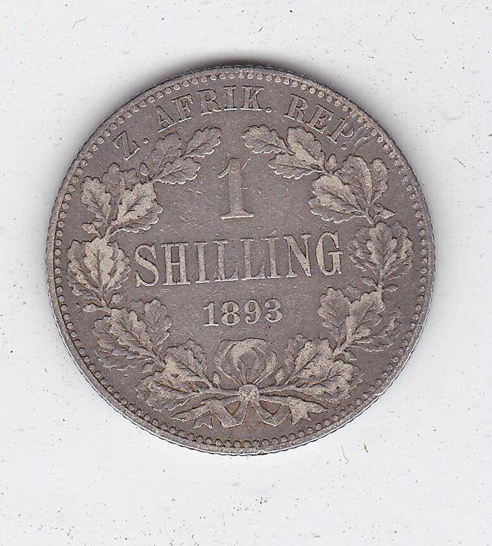 ZAR 1 SHILLING 1893 KEY DATE CAT VALUE F = R5000 VF = R18 000 - ATTRACTIVE COIN