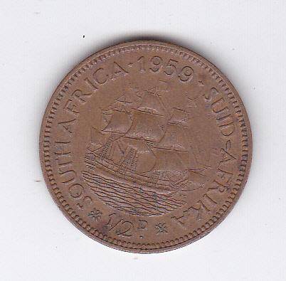 SOUTH AFRICA HALF PENNY 1959