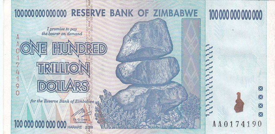 ZIMBABWE 100 TRILLION DOLLAR 2008 HIGH GRADE