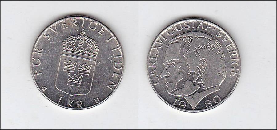 SWEDEN 1 KRONER 1980 HIGH GRADE