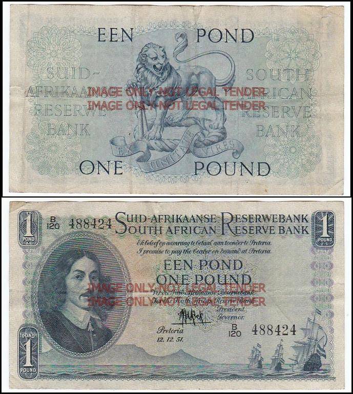 SOUTH AFRICA 1 POUND M.H. DE KOCK 12.12.51 B120 488424
