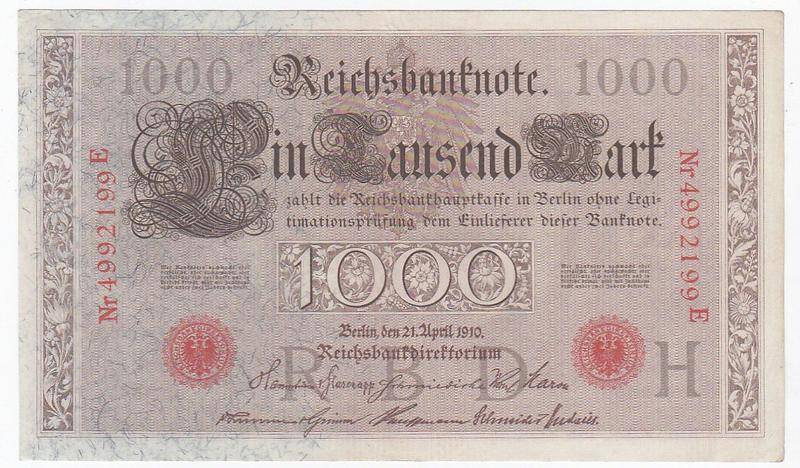 GERMANY 1000 MARK 21ST APRIL 1910 # 4992199 E - HIGH GRADE
