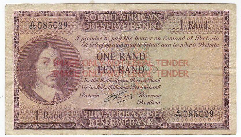 SOUTH AFRICA 1 RAND G.RISSIK A86 085029 / 1962