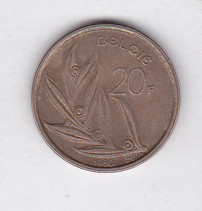 BELGIUM 20 FRANCS 1980