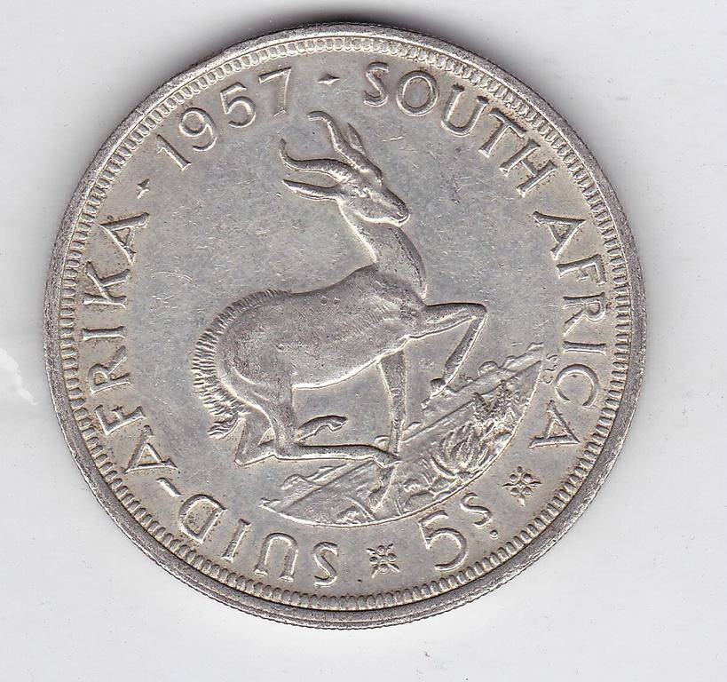 SOUTH AFRICA 5 SHILLINGS 1957