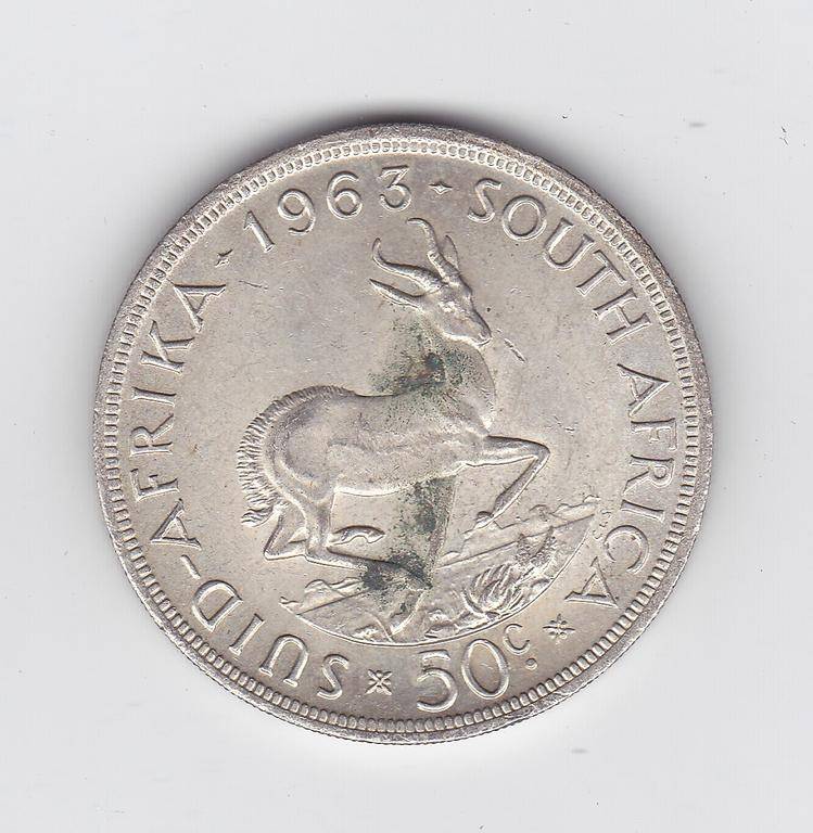 SOUTH AFRICA 50 CENTS 1963 MINTAGE 0NLY 157 717 HIGH GRADE