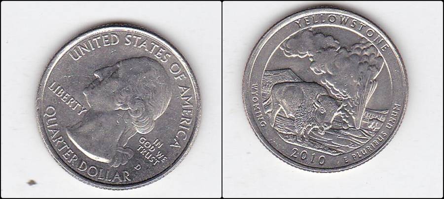 USA QUARTER YELLOWSTONE  2010 EF