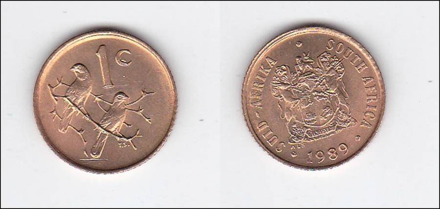 SOUTH AFRICA 1 CENT 1989 EF