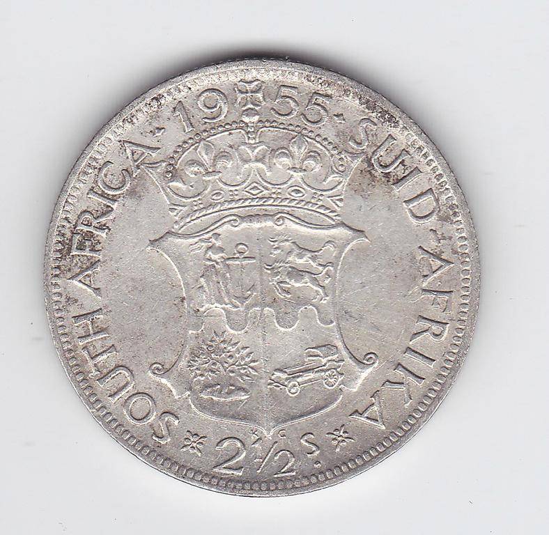 SOUTH AFRICA 2 AND A HALF SHILLINGS 1955