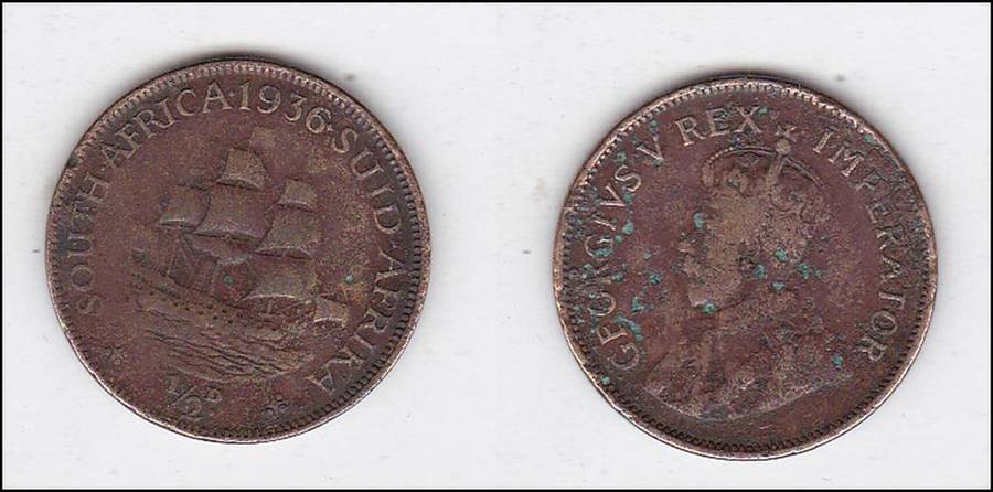 SOUTH AFRICA HALF PENNY 1936