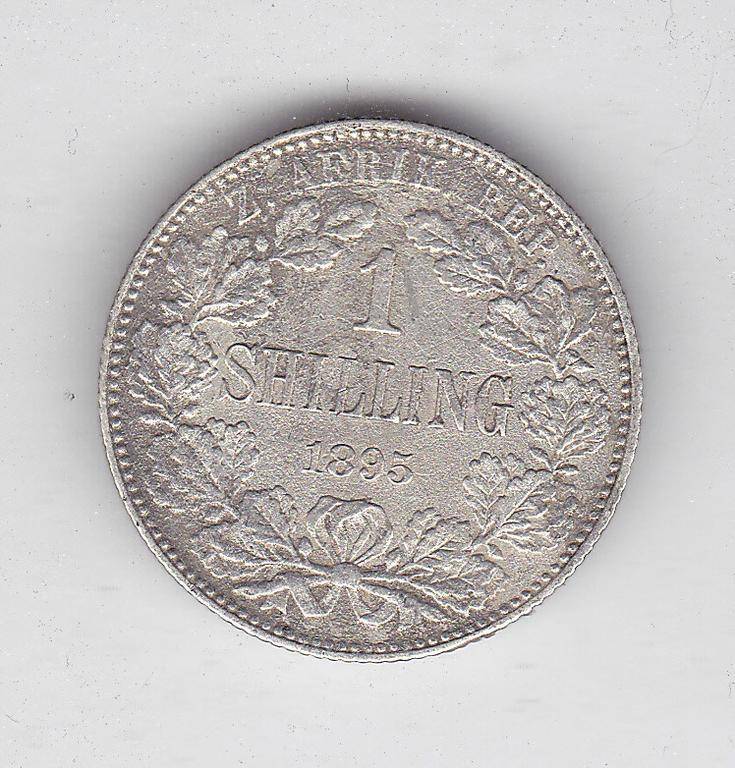 ZAR 1 SHILLING 1895 F = R1550 VF = R4000