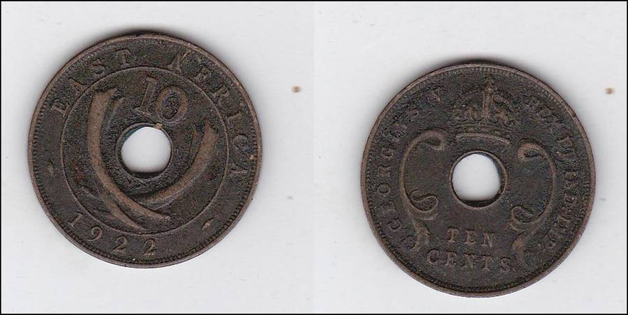 EAST AFRICA 10 CENTS 1922