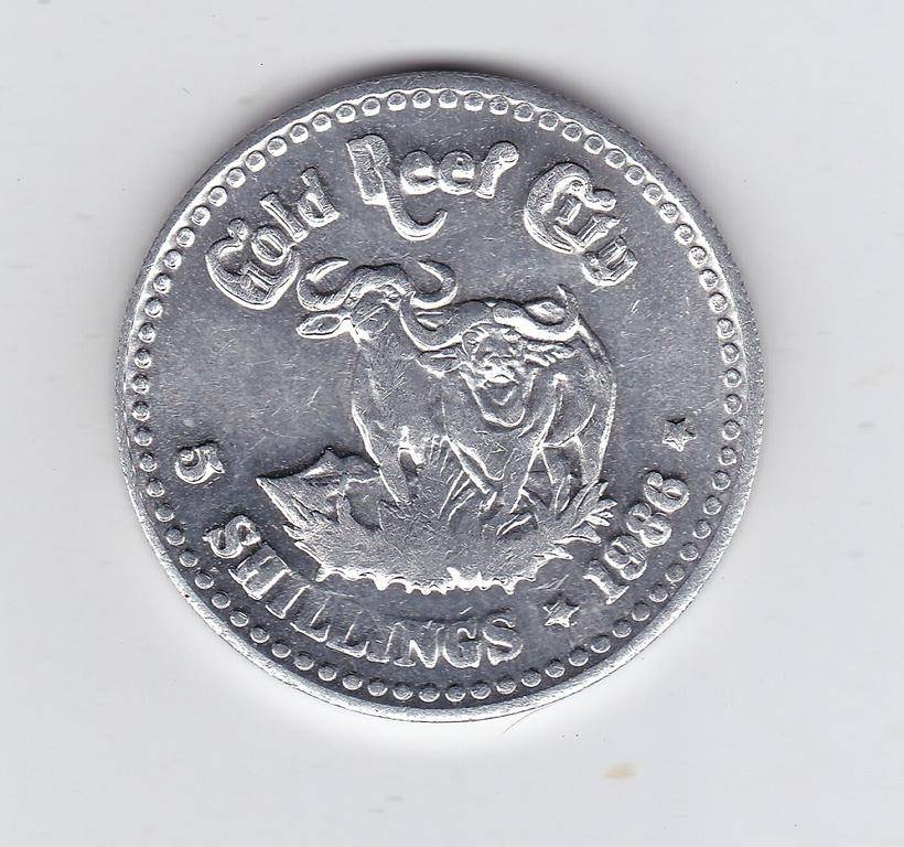 GOLD REEF CITY KRUGER 5 SHILLINGS 1986 TOKEN - HIGH GRADE