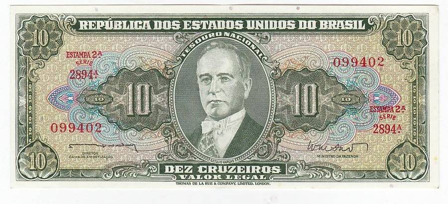 BRAZIL 10 CRUZEIROS SERIES 2894A - HIGH GRADE