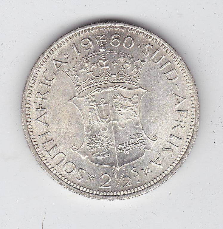 SOUTH AFRICA HALF CROWN 1960 HIGH GRADE - MINTAGE 15 528