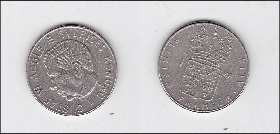 SWEDEN 1 KRONER 1973