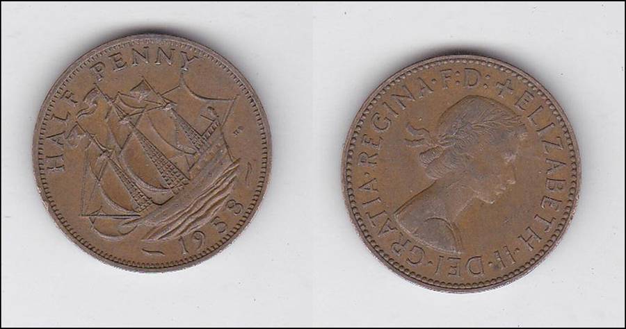 GREAT BRITAIN HALF PENNY 1958