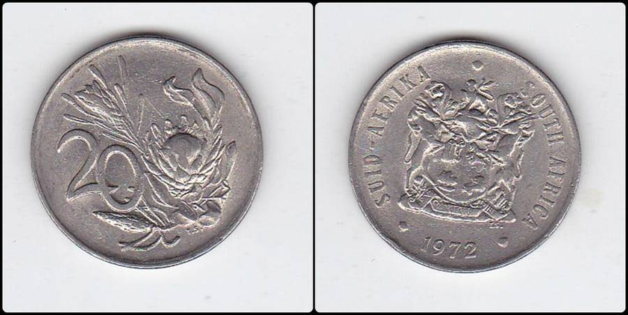 SOUTH AFRICA 20 CENTS 1972