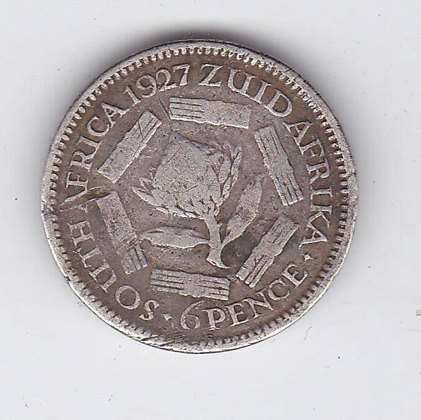 SOUTH AFRICA 6 PENCE 1927