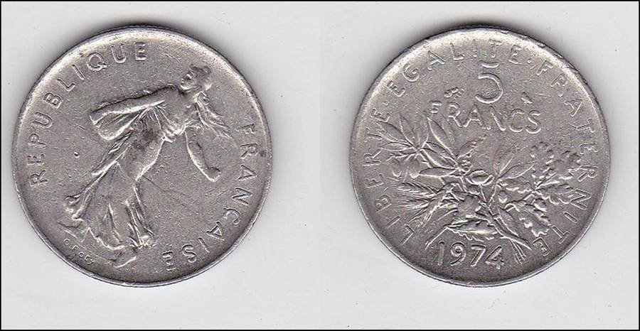 FRANCE 5 FRANCS 1974