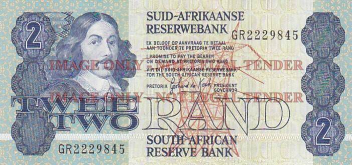 SOUTH AFRICA 2 RAND GERHARD DE KOCK GR2229845 HIGH GRADE / 1984