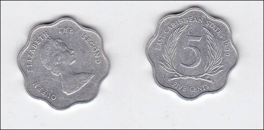 EAST CARIBBEAN STATES 5 CENTS 1999 HIGH GRADE