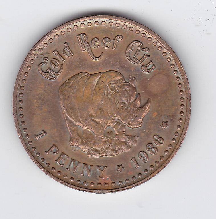 GOLD REEF CITY 1 PENNY 1986 TOKEN