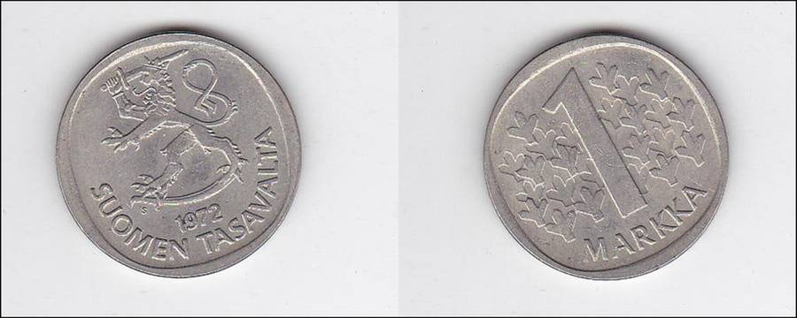 FINLAND 1 MARK 1972 HIGH GRADE
