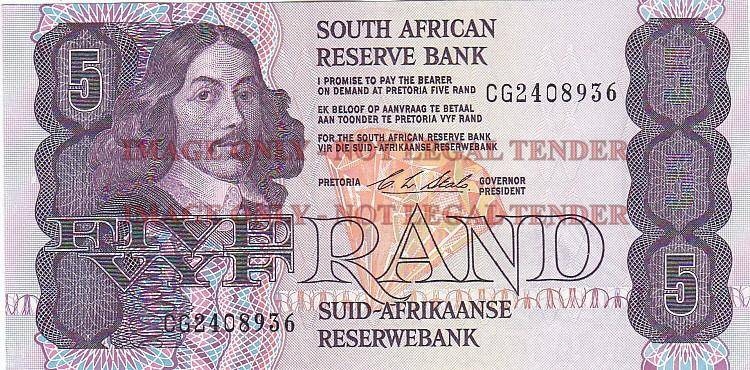 SOUTH AFRICA 5 RAND C.L. STALS CG2408936 HIGH GRADE