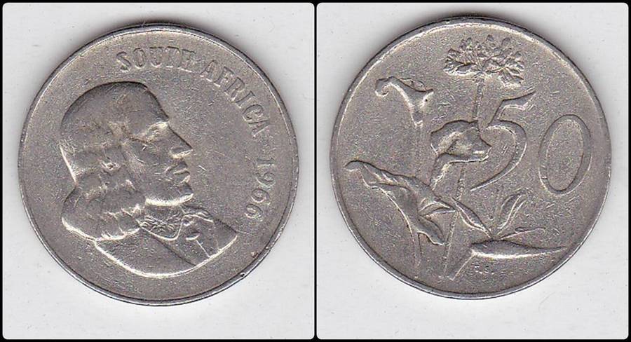 SOUTH AFRICA 50 CENTS 1966