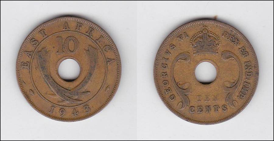 EAST AFRICA 10 CENTS 1943