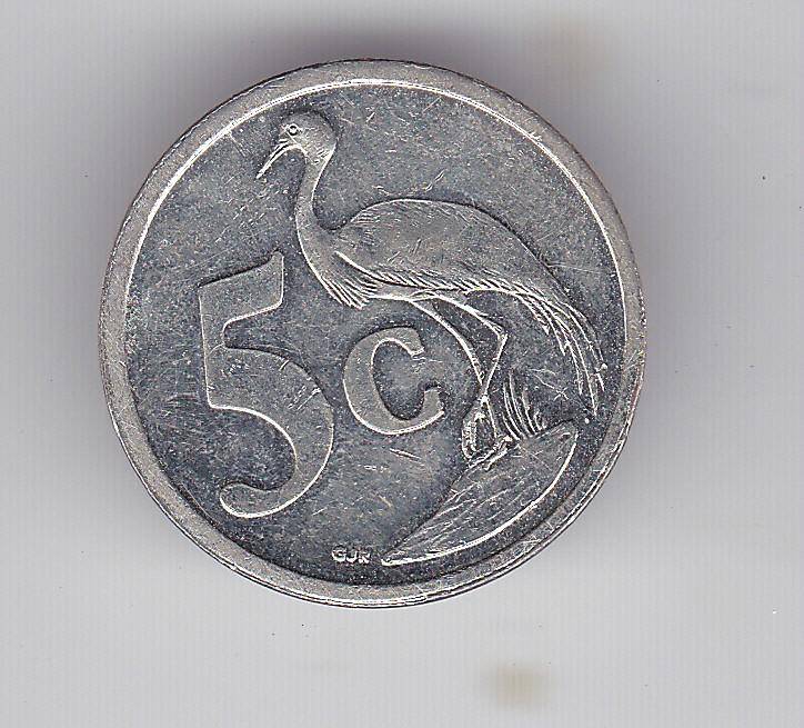 SOUTH AFRICA 5 CENTS 2004 -ERROR INCORRECT METAL NICKEL INSTEAD OF COPPER