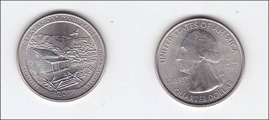 USA QUARTER GREAT SMOKY MOUNTAIN 2014 EF